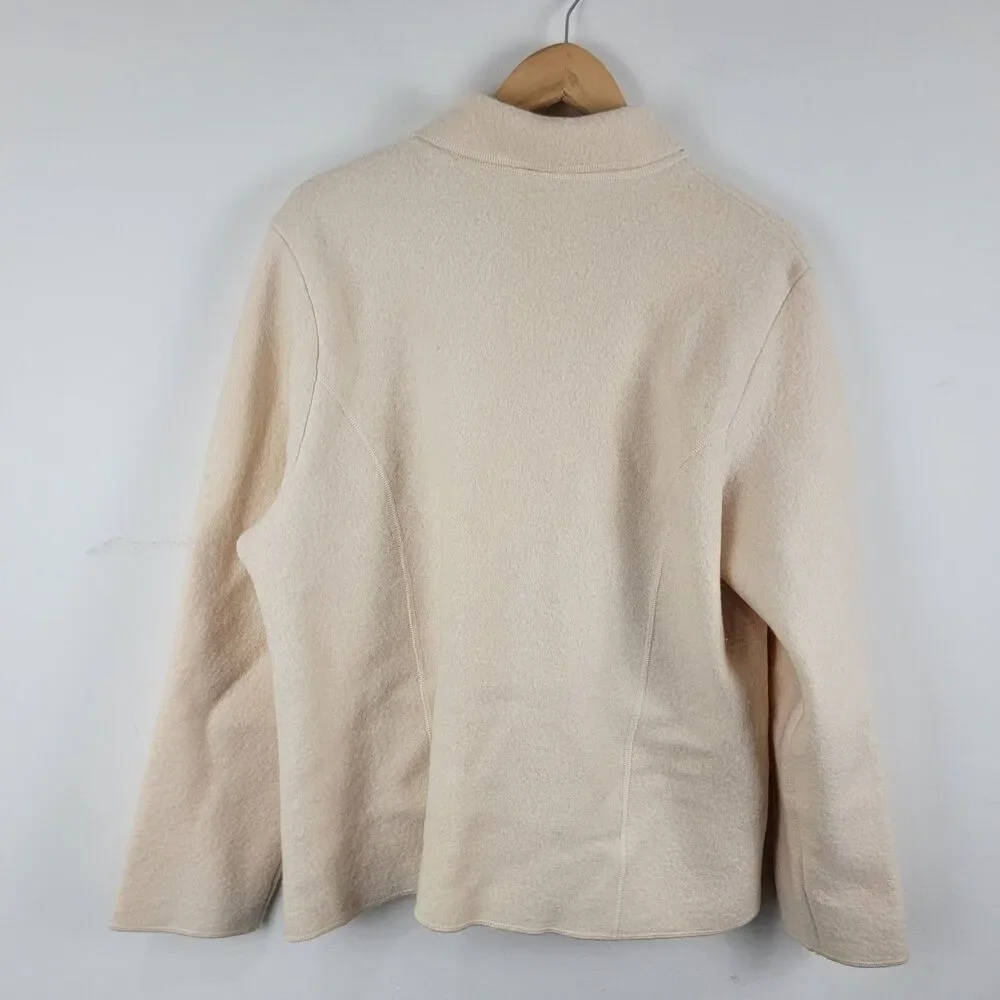 Eileen Fisher Wool Boucle Jacket Blazer – Women’s Size L | Neutral Cream Tan